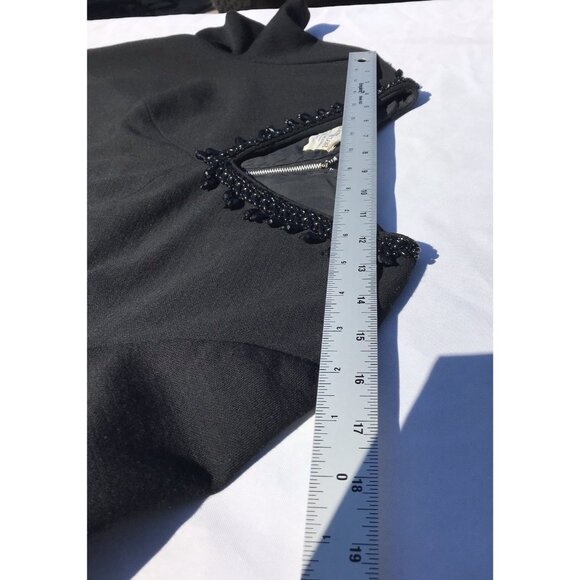 Vtg Grace Taylor Blouson Midi Dress Black Beaded Womens Med Short GoGo 60s Mod - Picture 8 of 16